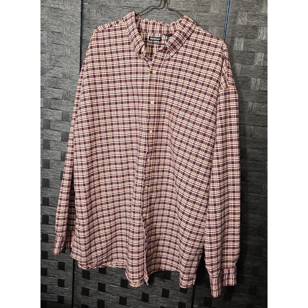 NorthCrest men's button-down shirt in a plaid pattern 100% Cotton XXL